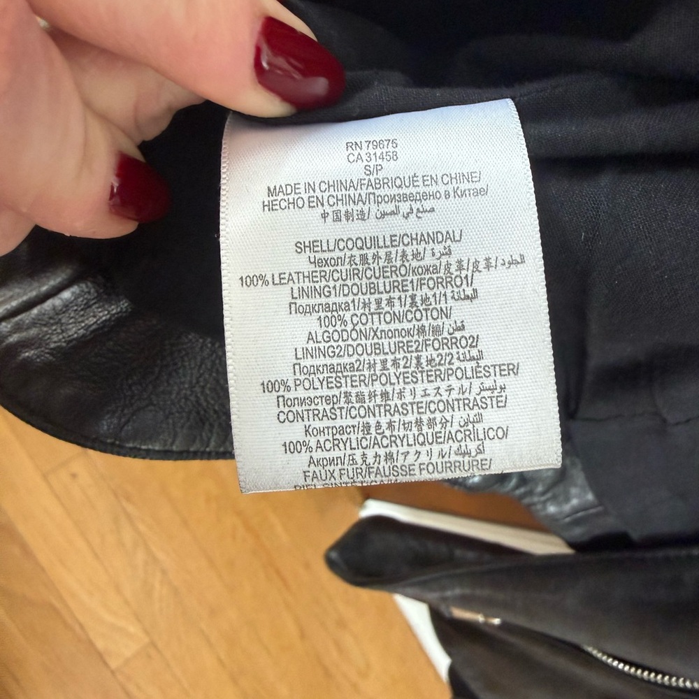 Bcbgeneration Dark Leather Jacket With Plush Coll… - image 3